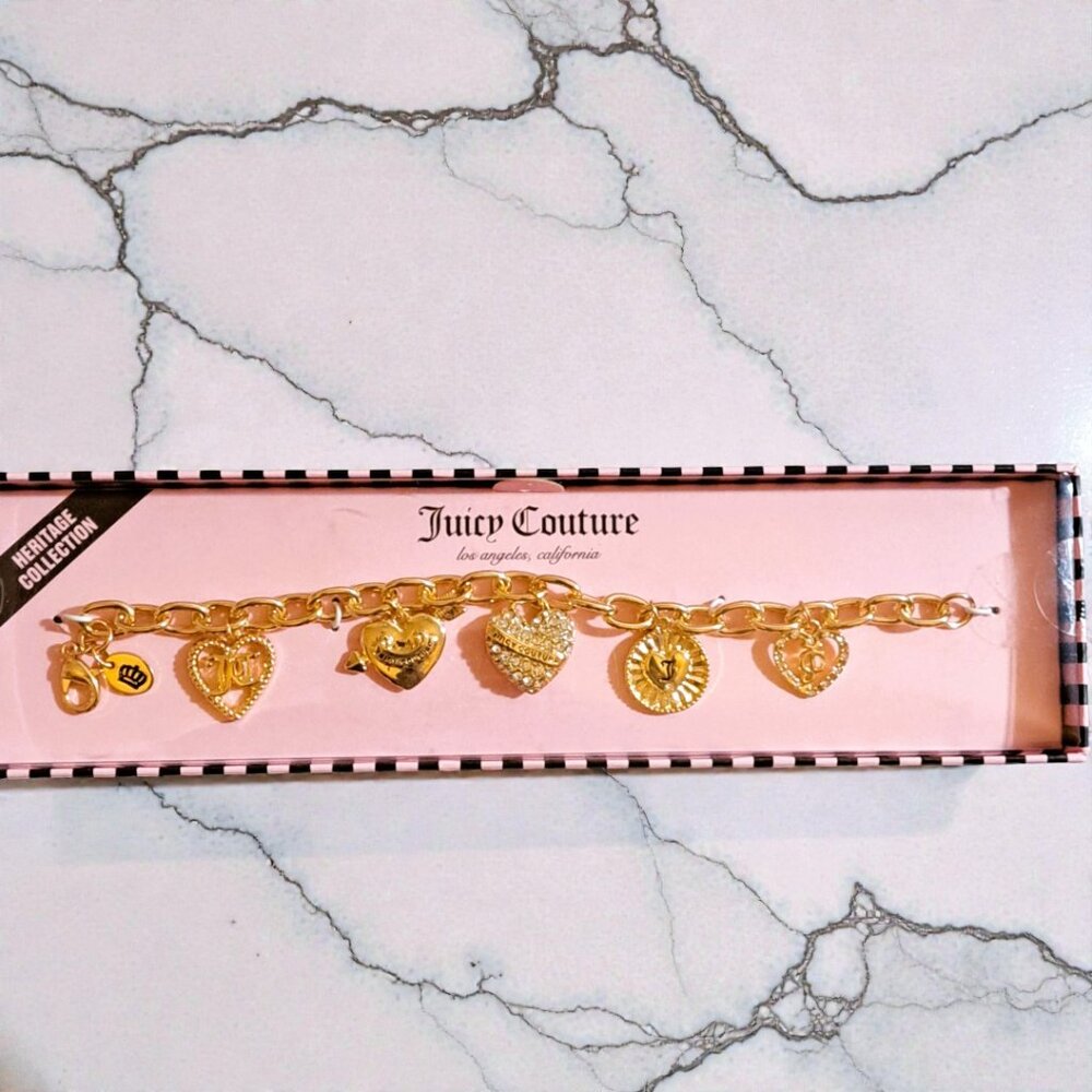 Juicy Couture Gold Heart Charm Bracelet NWT